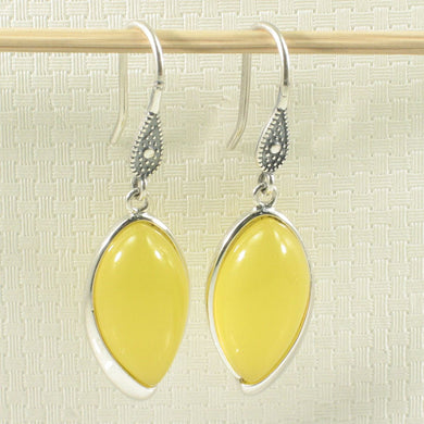 Sterling Silver Honey Agate Marquise Hook Earrings