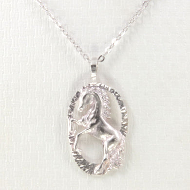 Sterling Silver Satin Finish Horse Pendant Necklace
