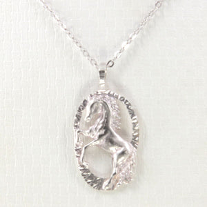 Sterling Silver Satin Finish Horse Pendant Necklace