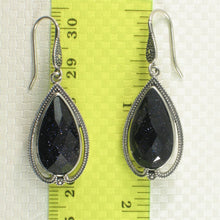 Load image into Gallery viewer, Sterling Silver Blue Sandstone Pear Hook Earrings (Larger)