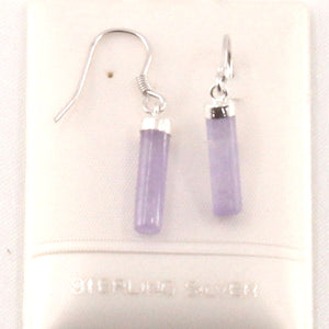 Sterling Silver Lavender Jade Tube Fish Hook Dangle Earrings