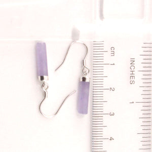 Sterling Silver Lavender Jade Tube Fish Hook Dangle Earrings