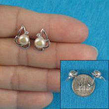 Load image into Gallery viewer, Sterling Silver Pale Lavender Pearl &amp; CZ Stud Earrings