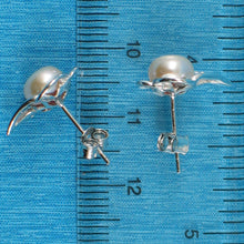 Load image into Gallery viewer, Sterling Silver Pale Lavender Pearl &amp; CZ Stud Earrings