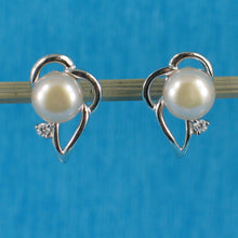 Load image into Gallery viewer, Sterling Silver Pale Lavender Pearl &amp; CZ Stud Earrings