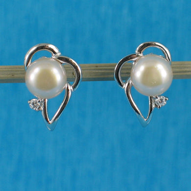 Sterling Silver Pale Lavender Pearl & CZ Stud Earrings