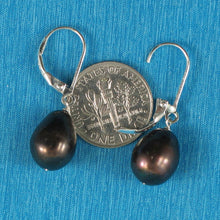 Load image into Gallery viewer, Sterling Silver Leverback Black Pearl Dangle Earrings