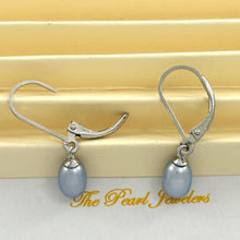 Load image into Gallery viewer, Sterling Silver Leverback Blue Pearl Dangle Earrings