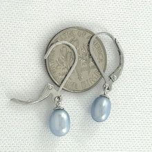 Load image into Gallery viewer, Sterling Silver Leverback Blue Pearl Dangle Earrings