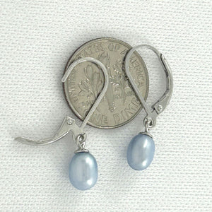 Sterling Silver Leverback Blue Pearl Dangle Earrings
