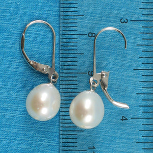 Sterling Silver Leverback White Pearl Dangle Earrings