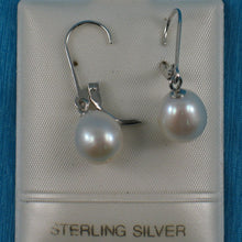 Load image into Gallery viewer, Sterling Silver Leverback White Pearl Dangle Earrings