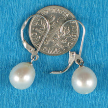 Load image into Gallery viewer, Sterling Silver Leverback White Pearl Dangle Earrings