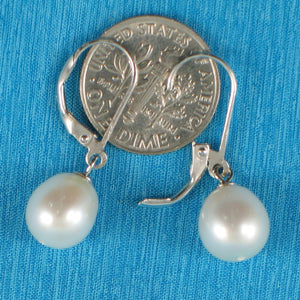 Sterling Silver Leverback White Pearl Dangle Earrings