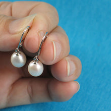 Load image into Gallery viewer, Sterling Silver Leverback White Pearl Dangle Earrings