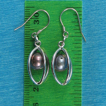 Load image into Gallery viewer, Sterling Silver Black-Gray Pearl Lucky Lantern Earrings – Hook Dangle