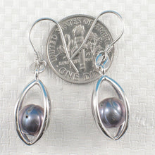 Load image into Gallery viewer, Sterling Silver Black-Gray Pearl Lucky Lantern Earrings – Hook Dangle