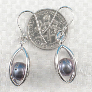 Sterling Silver Black-Gray Pearl Lucky Lantern Earrings – Hook Dangle