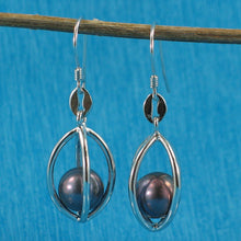 Load image into Gallery viewer, Sterling Silver Black-Gray Pearl Lucky Lantern Earrings – Hook Dangle