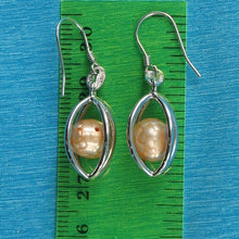 Load image into Gallery viewer, Sterling Silver Champagne Pearl Lucky Lantern Earrings – Hook Dangle