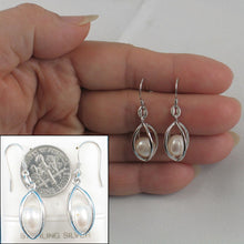 Load image into Gallery viewer, Sterling Silver White Pearl Lucky Lantern Earrings – Hook Dangle