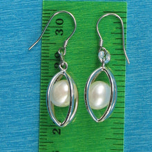 Load image into Gallery viewer, Sterling Silver White Pearl Lucky Lantern Earrings – Hook Dangle