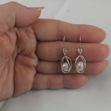 Load image into Gallery viewer, Sterling Silver White Pearl Lucky Lantern Earrings – Hook Dangle