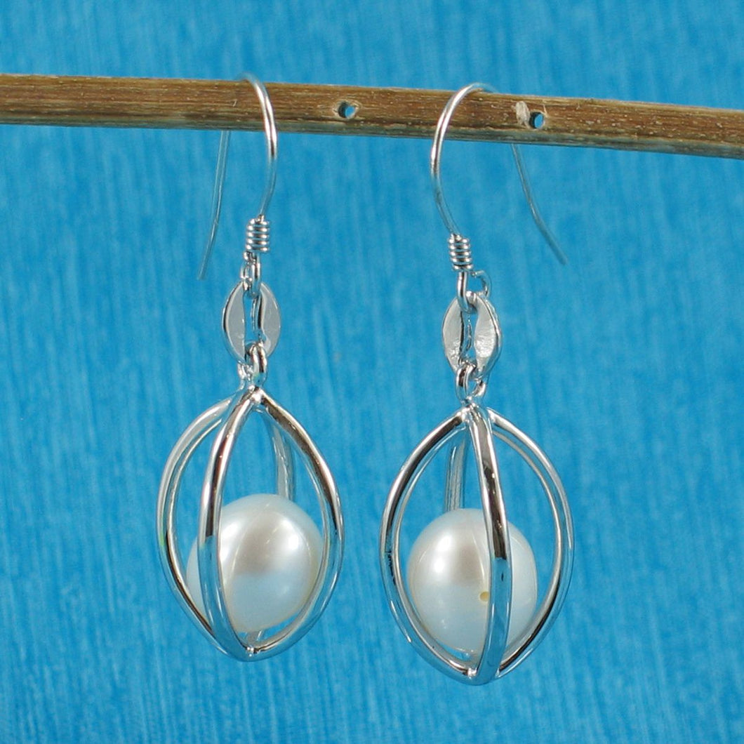 Sterling Silver White Pearl Lucky Lantern Earrings – Hook Dangle