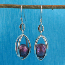 Load image into Gallery viewer, Sterling Silver Purple Pearl Lucky Lantern Earrings – Hook Dangle