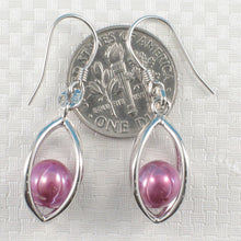 Load image into Gallery viewer, Sterling Silver Rose-Pink Pearl Lucky Lantern Earrings – Faceted Dangle