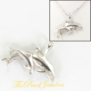 Sterling Silver Mother & Child Dolphin Pendant Necklace