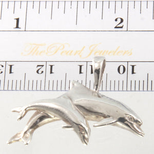 Sterling Silver Mother & Child Dolphin Pendant Necklace