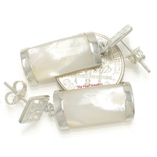 Load image into Gallery viewer, Sterling Silver Good Fortunes Curved Mother of Pearl Dangle Earrings