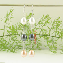 Load image into Gallery viewer, Sterling Silver Dangle Earrings with Multicolor Pearls
