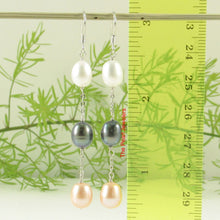Load image into Gallery viewer, Sterling Silver Dangle Earrings with Multicolor Pearls