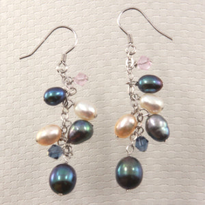 Sterling Silver O Chain Black Pearl Max Size Dangle Earrings