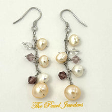 Load image into Gallery viewer, Sterling Silver O Chain Pink Pearl Max Size Dangle Earrings