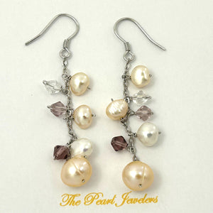 Sterling Silver O Chain Pink Pearl Max Size Dangle Earrings