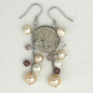 Sterling Silver O Chain Pink Pearl Max Size Dangle Earrings