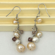 Load image into Gallery viewer, Sterling Silver O Chain Pink Pearl Max Size Dangle Earrings