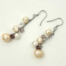 Load image into Gallery viewer, Sterling Silver O Chain Pink Pearl Max Size Dangle Earrings