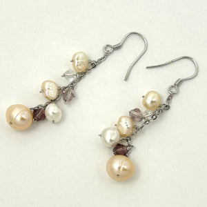 Sterling Silver O Chain Pink Pearl Max Size Dangle Earrings
