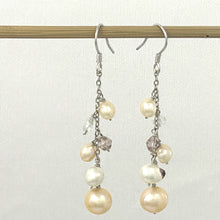 Load image into Gallery viewer, Sterling Silver O Chain Pink Pearl Max Size Dangle Earrings