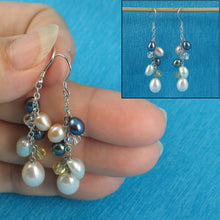 Load image into Gallery viewer, Sterling Silver O Chain White Pearl Max Size Dangle Earrings