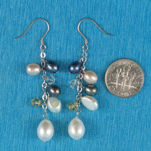 Load image into Gallery viewer, Sterling Silver O Chain White Pearl Max Size Dangle Earrings