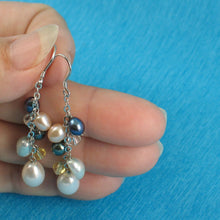 Load image into Gallery viewer, Sterling Silver O Chain White Pearl Max Size Dangle Earrings