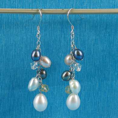 Sterling Silver O Chain White Pearl Max Size Dangle Earrings