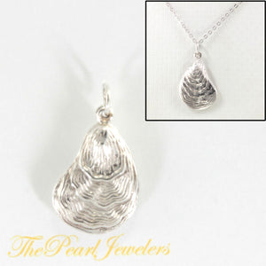 Sterling Silver 3D Oyster Shell Pendant Necklace
