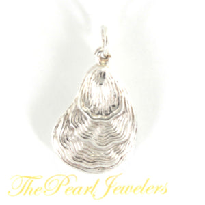 Sterling Silver 3D Oyster Shell Pendant Necklace