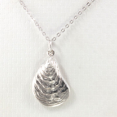 Sterling Silver 3D Oyster Shell Pendant Necklace